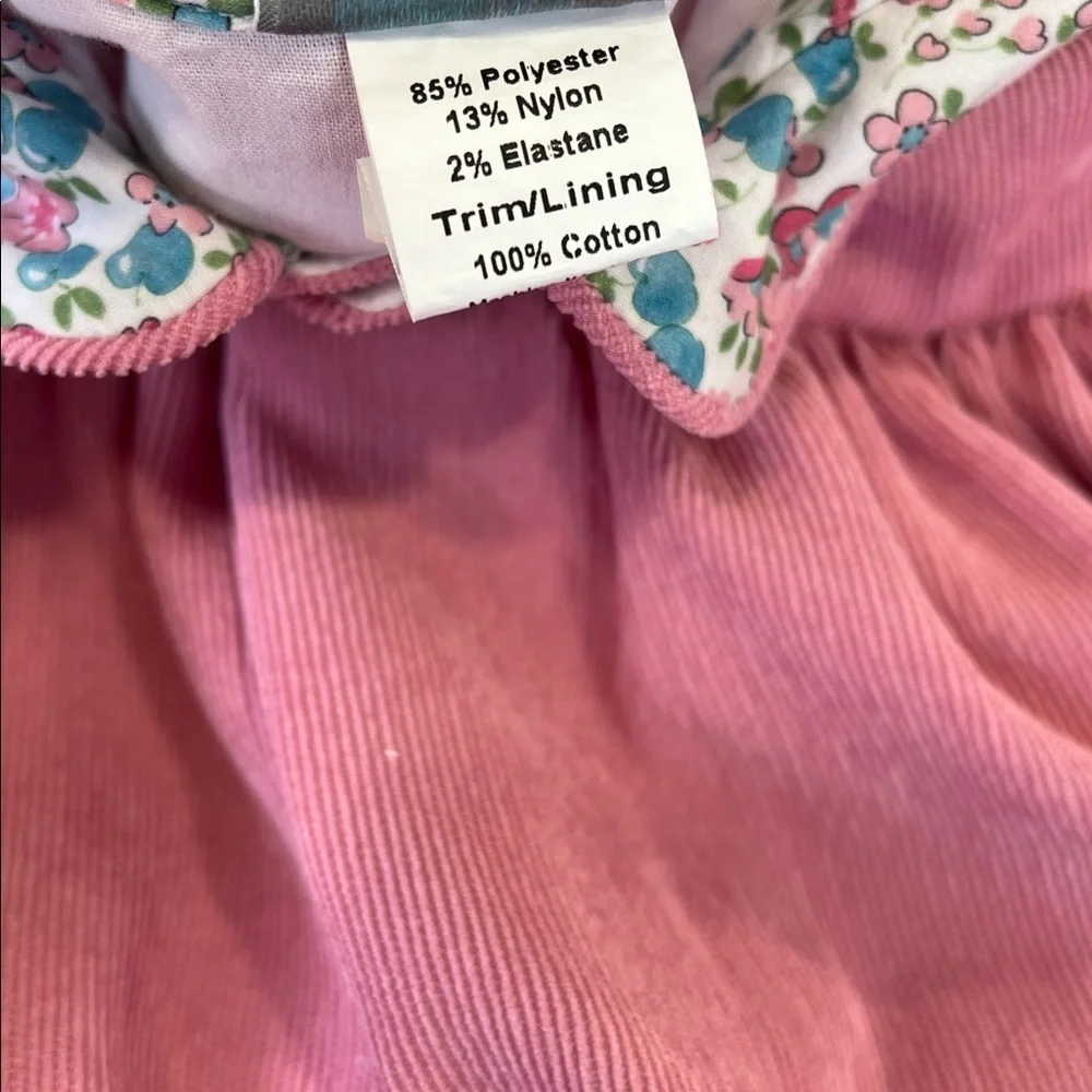 James & Lottie pink puff sleeve floral Peter Pan collar dress 3T